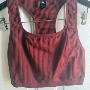 Velocity Ribbed Rust-Maroon Racerback Sports Bra